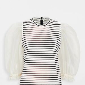 Sea New York Striped Top with Sheer Sleeves